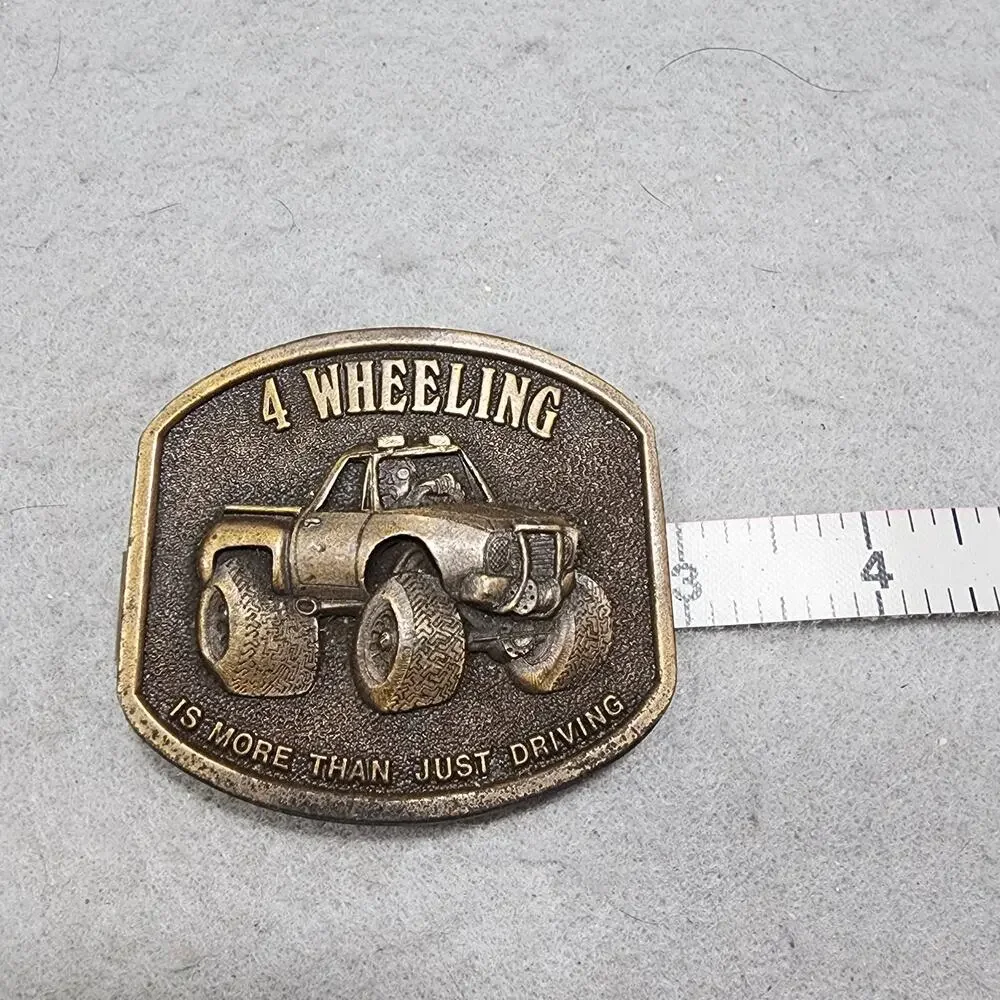 4 Wheeling Is More Than Just Driving Belt Buckle Bergamot Brass Works Vtg 1976